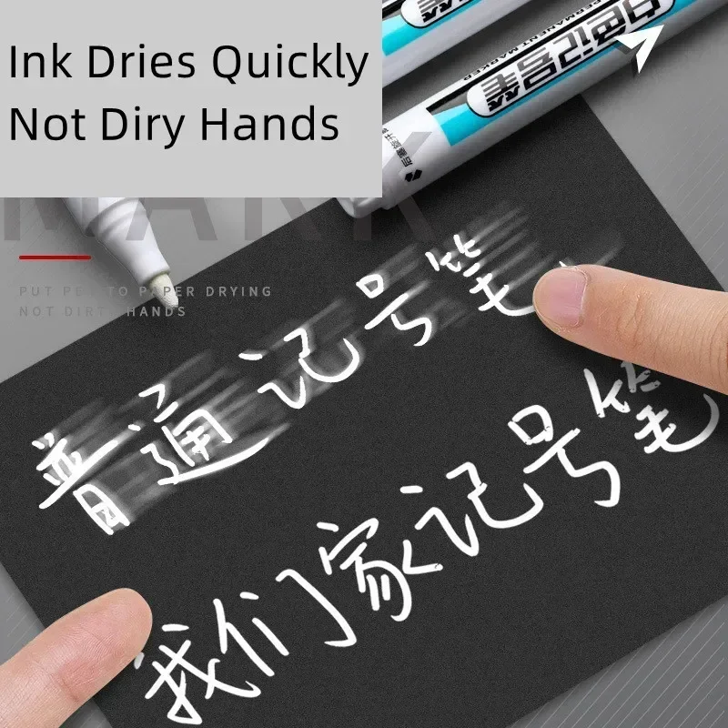 Rotulador blanco para grafiti, lápiz de Gel permanente resistente al agua, bolígrafo de pintura de vidrio para neumáticos, 0,7mm, 1mm y 2,5mm, 1 Uds. - imagen 3
