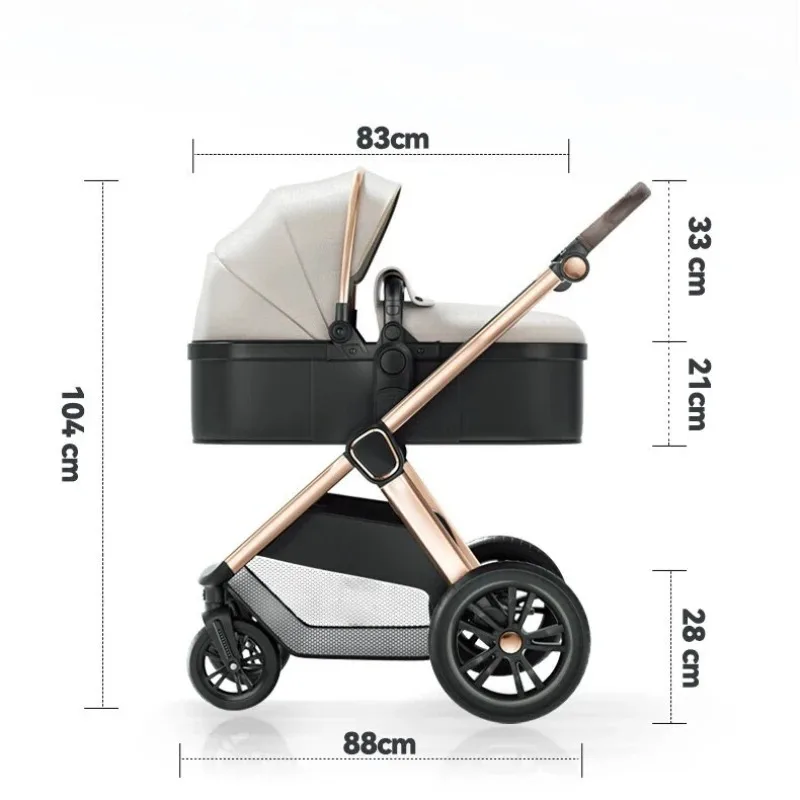Nuevo Cochecito de bebé 2 en 1, cochecito de bebé de lujo multifuncional, empuje bidireccional, respaldo ajustable, absorción de impactos, vista alta - imagen 5