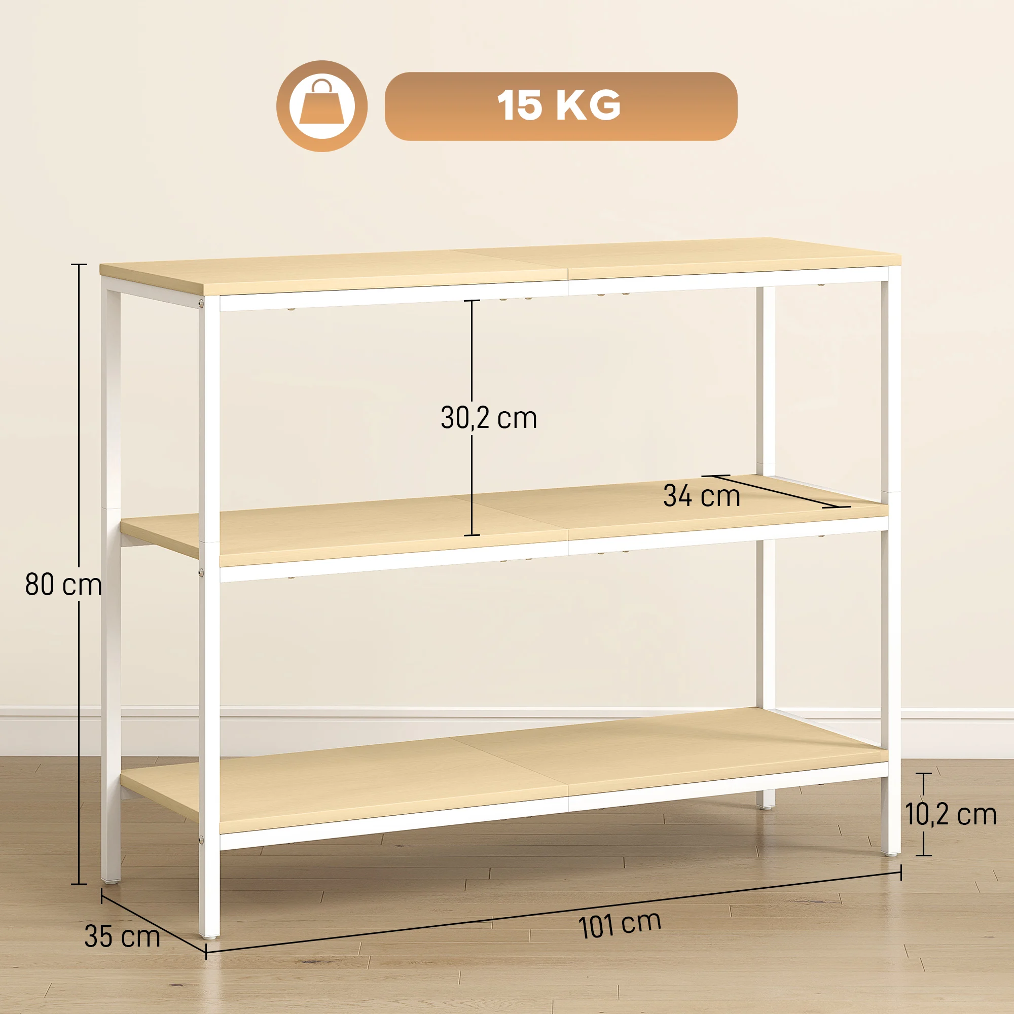 HOMCOM Tocador de Maquillaje con Luces LED de Color Ajustable y Espejo Tocador con Lateral Abatible Cajón Compartimentos Abiertos para Espacios Pequeños Blanco - imagen 2