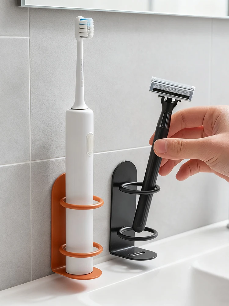 Estante de almacenamiento de cepillos de dientes eléctricos, soporte de pared no perforado para cepillos de dientes, soporte para cepillos de dientes de baño, 1/3/6 Uds. - imagen 3