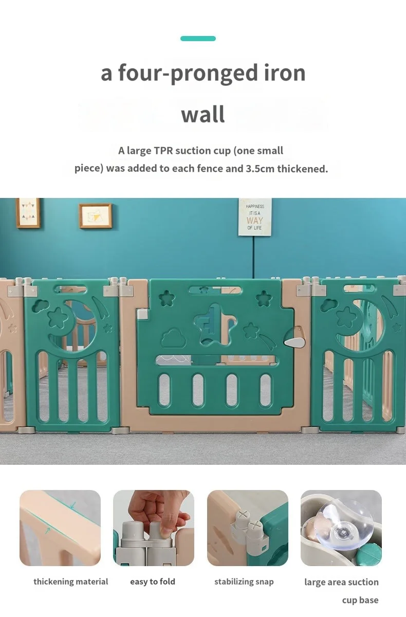 Corralito para niños y bebés, cerca plegable para interiores, corralito de seguridad rosa, estera para gatear, piscina de bolas, patio de juegos - imagen 5