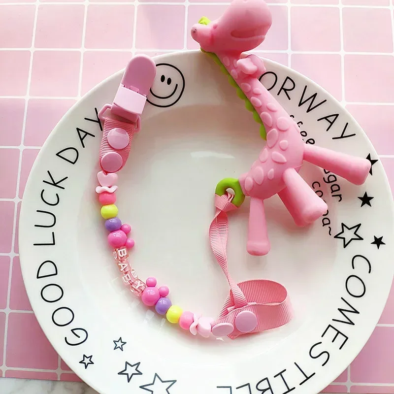 Clips de cadena anticaída para chupete, cadena de soporte hecha a mano, mordedor de silicona para bebés, cadena de dentición, correas de cuentas para bebés, niños y niñas, regalos - imagen 4