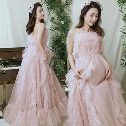 Vestido de Maternidad Rosa para Bodas y Sesiones de Fotos