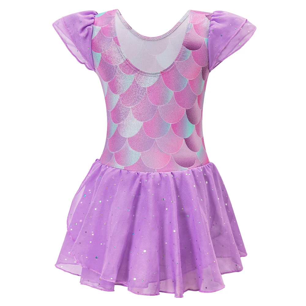 Vestido de ballet para niña con falda tutú y mangas volantes - imagen 3