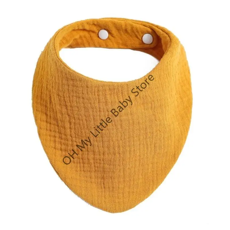 Baberos para alimentación de bebé, toalla para Saliva, bufanda triangular de Color sólido, Bandana, babero de algodón suave, botón a presión ajustable, paño para eructar, 6 uds. - imagen 5