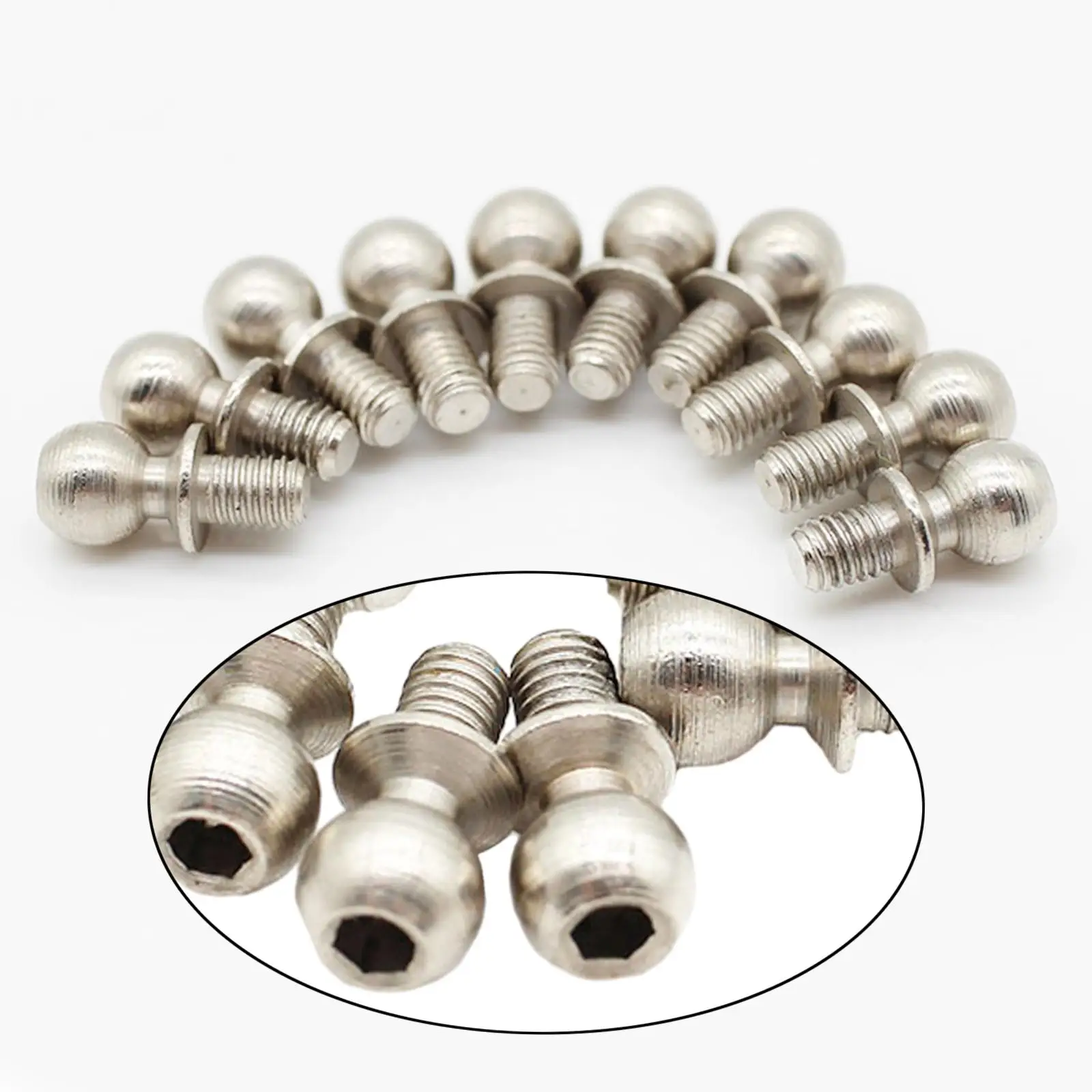 10 Pieces Metal Ball Head Screws Fixing for Wltoys 124010 124008 124007 124016 124017 124018 124019 1:14 Scale RC Model Car