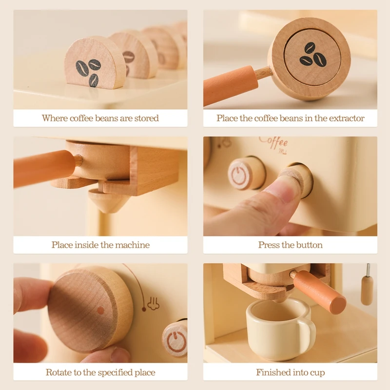 Cafetera infantil de madera – Juguete educativo de cocina - imagen 4
