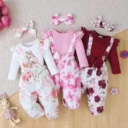Conjunto bebé Navidad pelele manga larga y pantalón floral suave