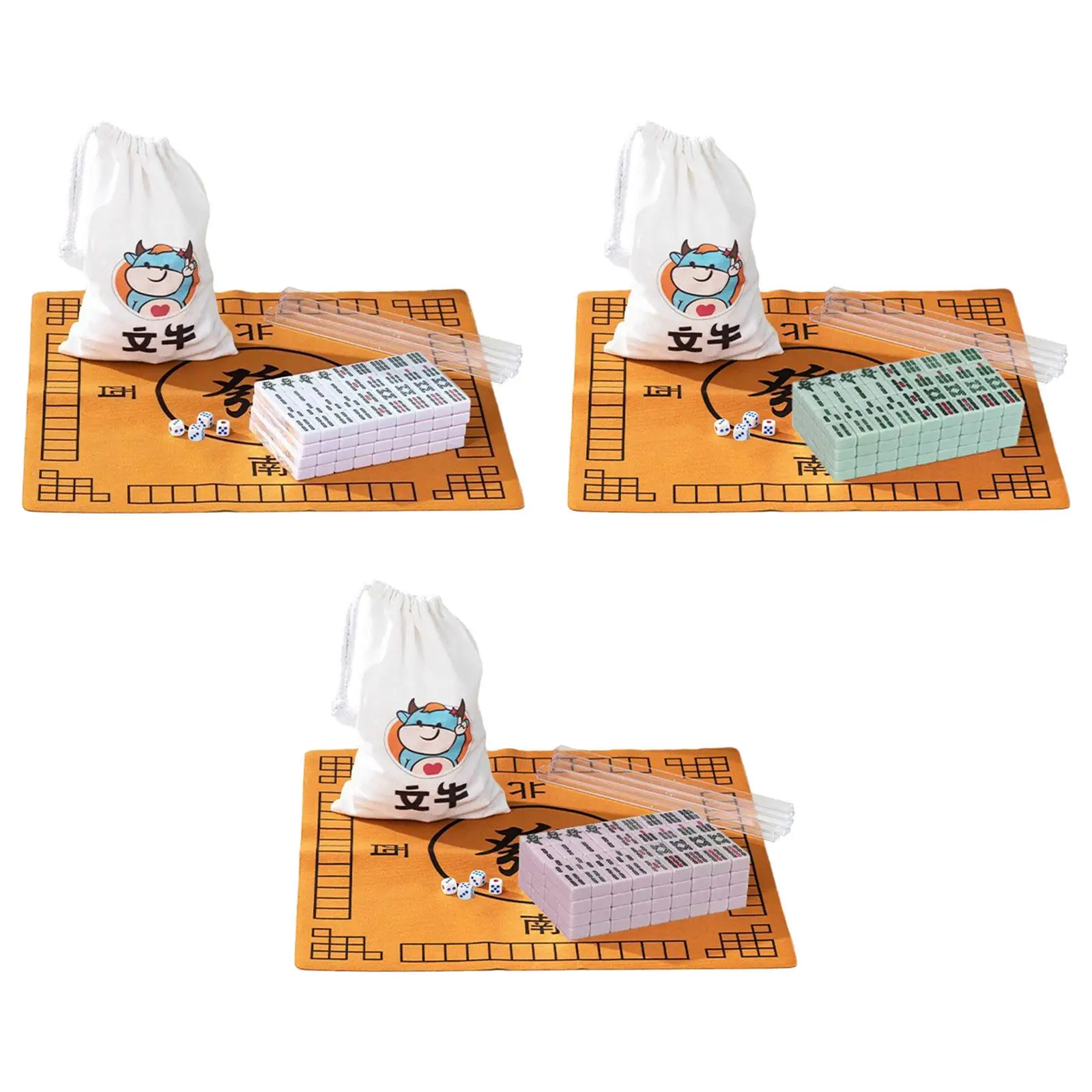 Travel Mini Mahjong Set with Carring Bag Tiles Game Lightweight Table Game 144 Tiles for Chinese New Year Travel Holiday Home