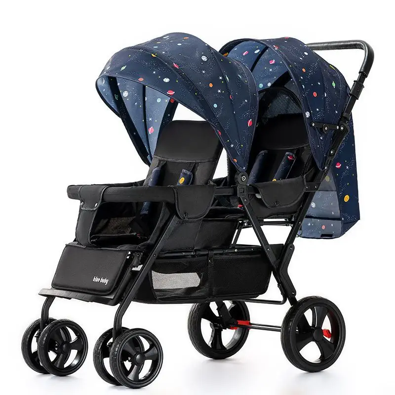 Cochecito gemelar ligero plegable para paseos cómodos - imagen 2