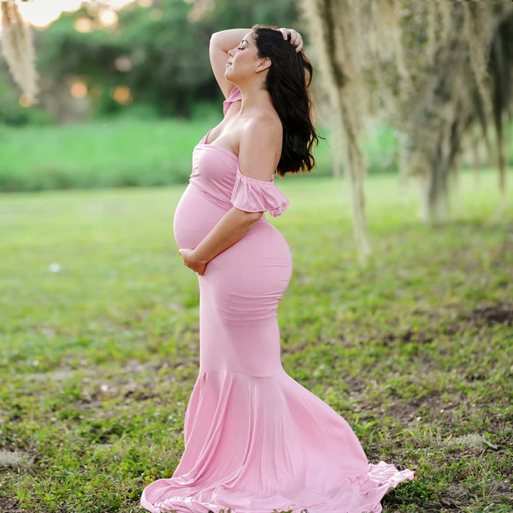 Vestido de maternidad de verano sirena con cuello V y volante - imagen 5