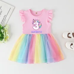 Vestido de fiesta unicornio niña tutú manga corta – Cumpleaños