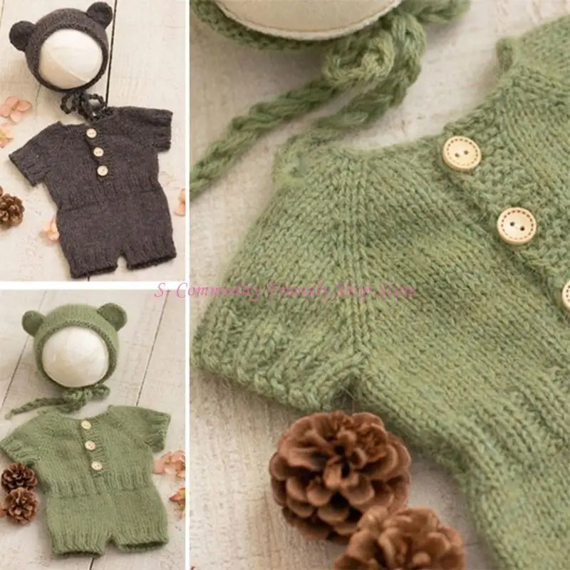 Props fotografía para bebés 85ae Juego ropa oso recién nacido para sesiones fotos para sesiones fotos