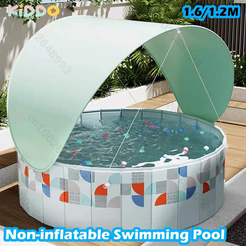 Piscina no inflable de 1,6/1,2 M, piscinas familiares grandes plegables para niños, juego de fiesta acuática para interiores y exteriores