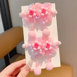 Lazos 3D flores estilo princesa para niña – elásticos sin dañar pelo