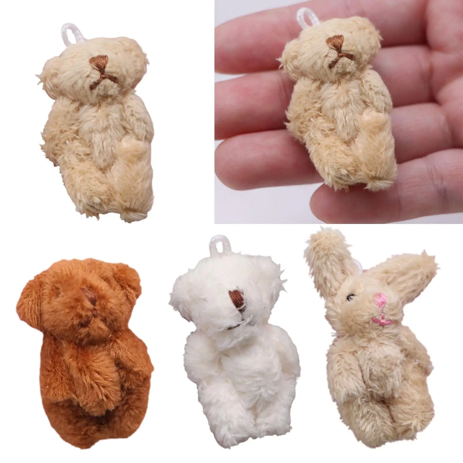 Doll House Animal 1/12 Scale Keychain Party Favor Toys Tiny Bear Doll Cafes Kids Toy Miniature Dollhouse Miniature Plush Doll
