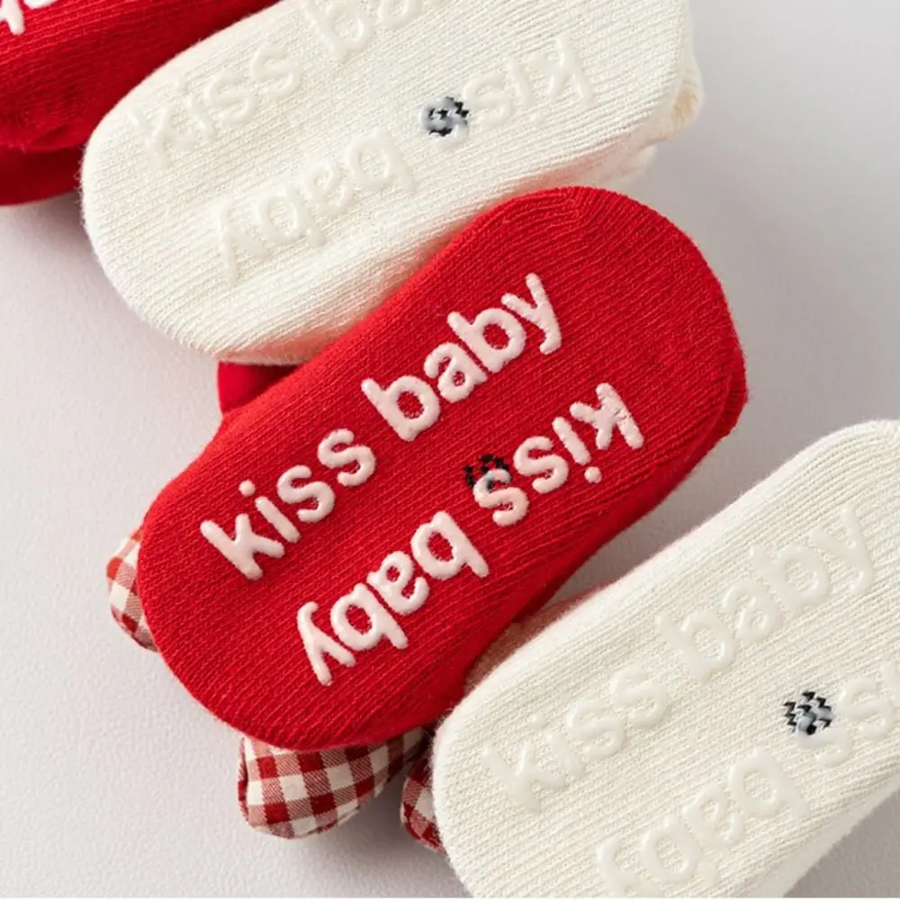 Nuevos calcetines de algodón para recién nacidos, lazo rojo, Año Nuevo, niñas, niños, zapatillas cálidas, calcetines para niños de 0 a 3 años, Otoño Invierno - imagen 4