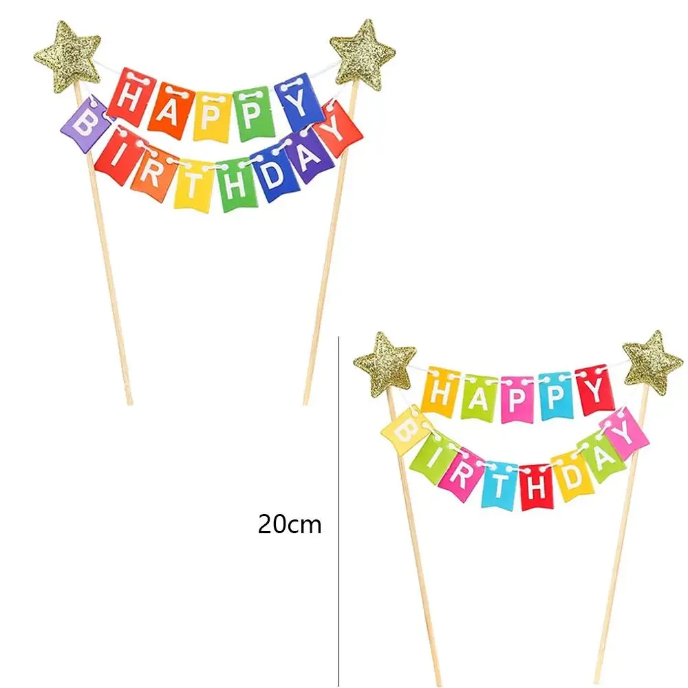 Mini banderines para tarta de feliz cumpleaños, guirnalda decorativa para tarta, banderín hecho a mano para fiesta de cumpleaños, suministros de decoración para pasteles - imagen 4