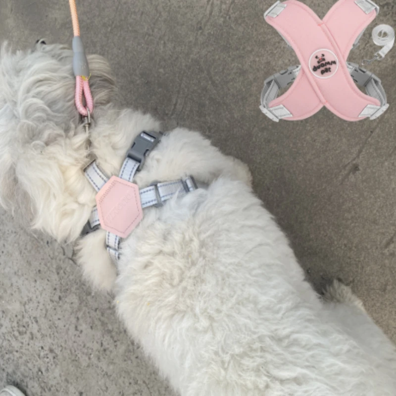 Correa para perro, chaleco, correa para el pecho, transportador de pecho reflectante y transpirable, cuerda de tracción trasera para mascotas, correa para perros para exteriores - imagen 2