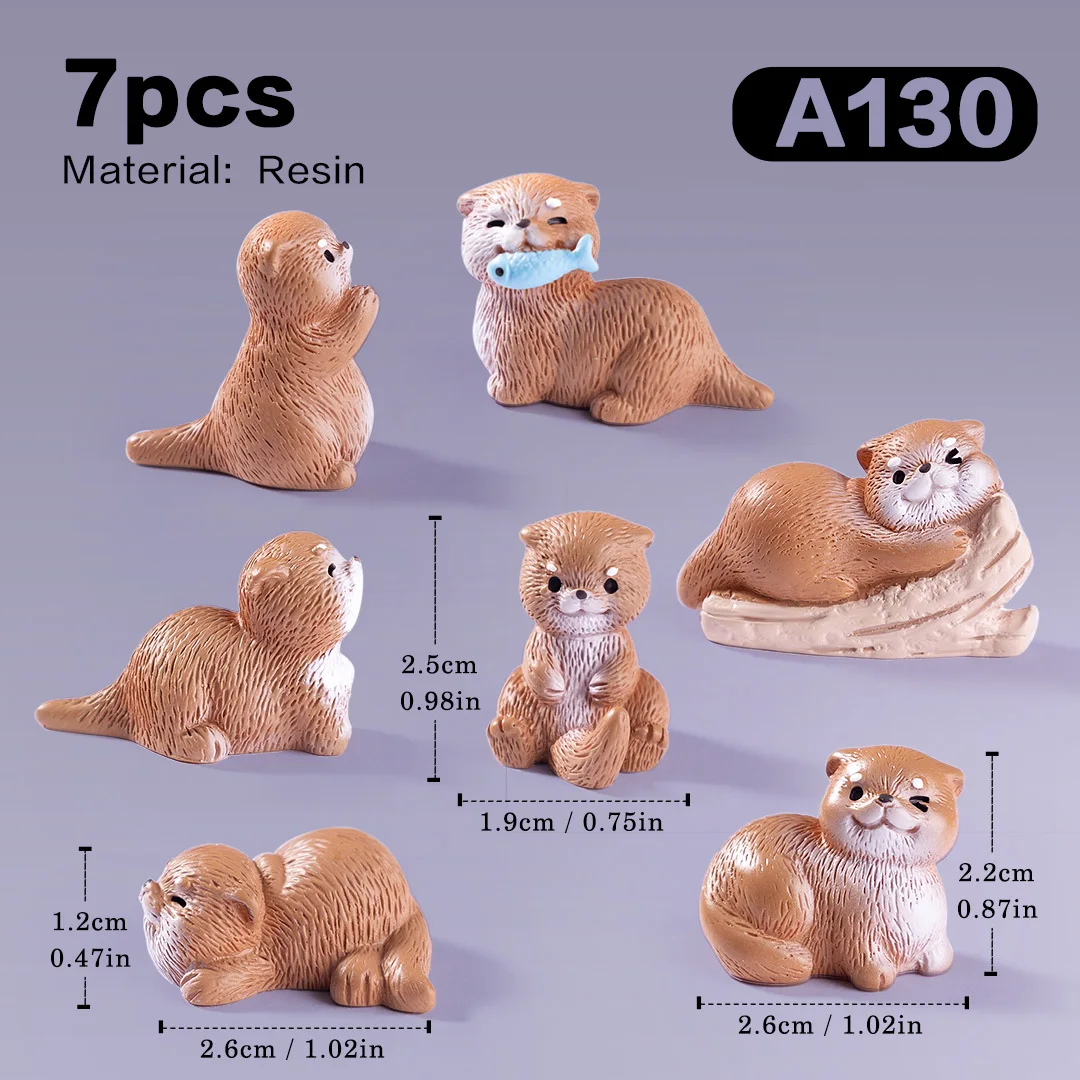 4 Uds nueva estatuilla de nutria DIY paisaje hogar Kawaii decoración de la habitación casa de muñecas miniatura Hada jardín decoración accesorios modernos - imagen 3