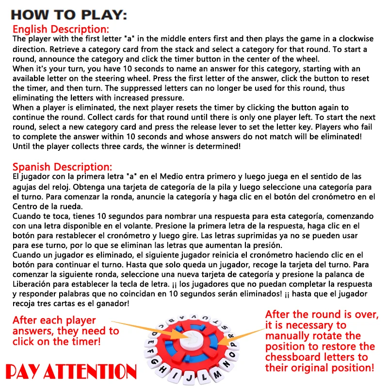 Juego Basta español, juguetes De cartas De reunión familiar De ritmo rápido para adultos y niños, aprendizaje De letras, Lengua española, Juegos De Mesas - imagen 2
