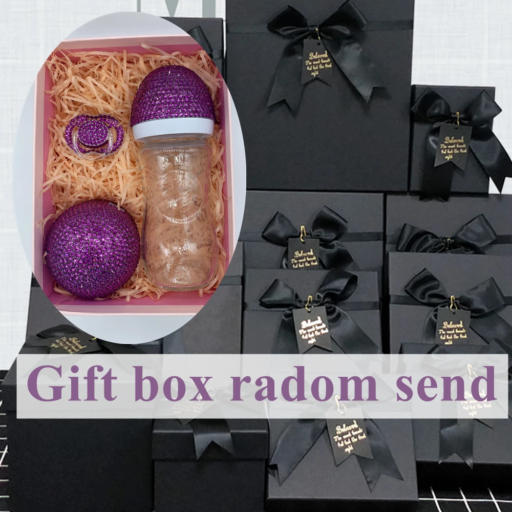 Juego de Clips de chupete y biberón dorados de cristal hecho a mano, decoración de guardería, corona de ala angular para niña recién nacida, 0-6m - imagen 5