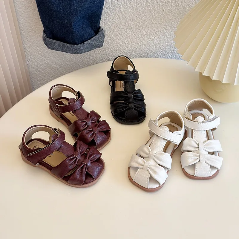 Sandalias infantiles antideslizantes con lazo y suela flexible para niña - imagen 3