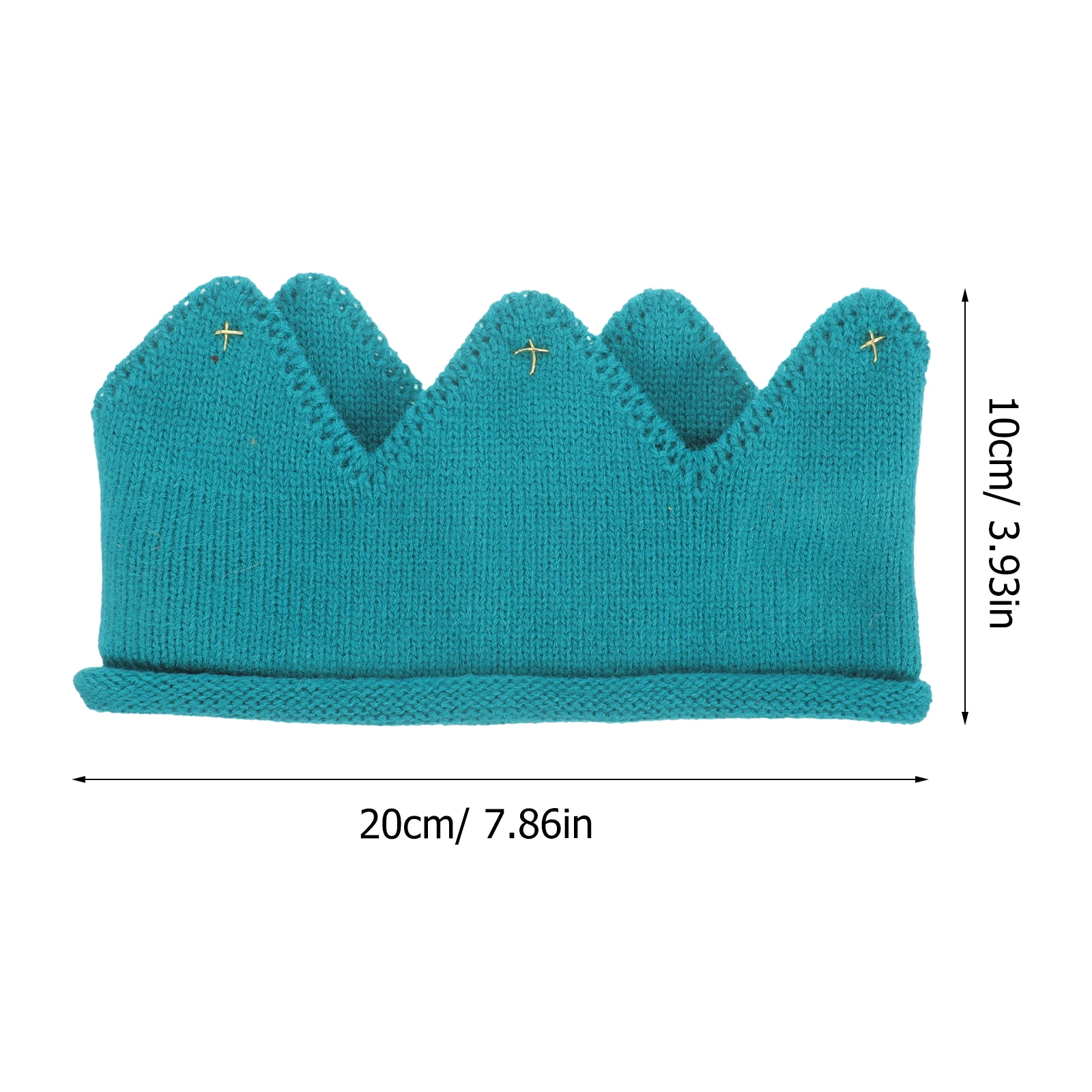 Gorro de corona de punto cálido para bebés y niñas, gorro azul elástico grueso y cálido para fiestas fotográficas, ocasiones especiales, tejido para bebés - imagen 5