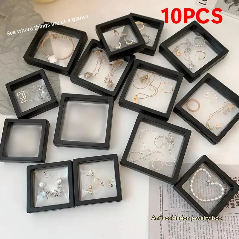 Organizador de joyas transparente con soporte flotante 3D de pie