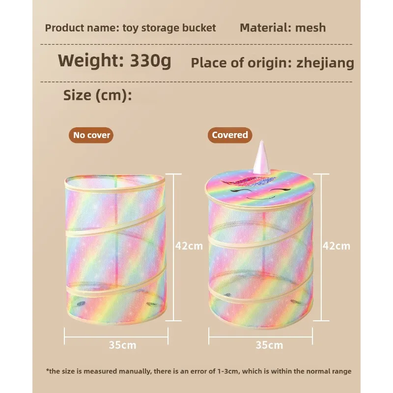 Contenedor organizador de juguetes de peluche plegable, cesta de almacenamiento para niños con asas, caja de almacenamiento de muñecas plegable para guardería y sala de juegos - imagen 5
