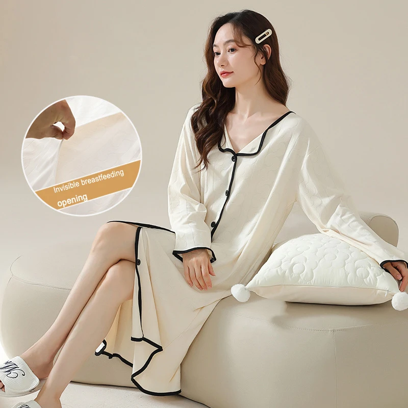 Vestido de maternidad de talla grande, nuevo camisón de lactancia de manga corta, ropa para mujer embarazada, vestidos de lactancia con almohadillas para el pecho - imagen 2