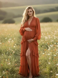 Vestido premamá bohemio con encaje para sesión de fotos embarazo