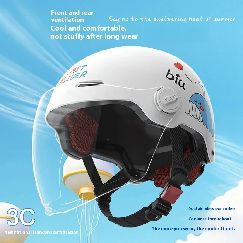 Casco para niños verano ventilado transpirable monopatín bicicleta eléctrica casco de bicicleta alta densidad lindo ballena de dibujos animados - imagen 3