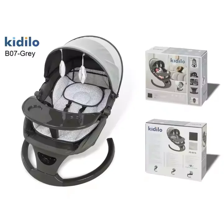 Mecedora oscilante eléctrica para bebés de 0 a 12 meses, diseño multifuncional cómodo, se puede utilizar para sentarse o acostarse - imagen 3