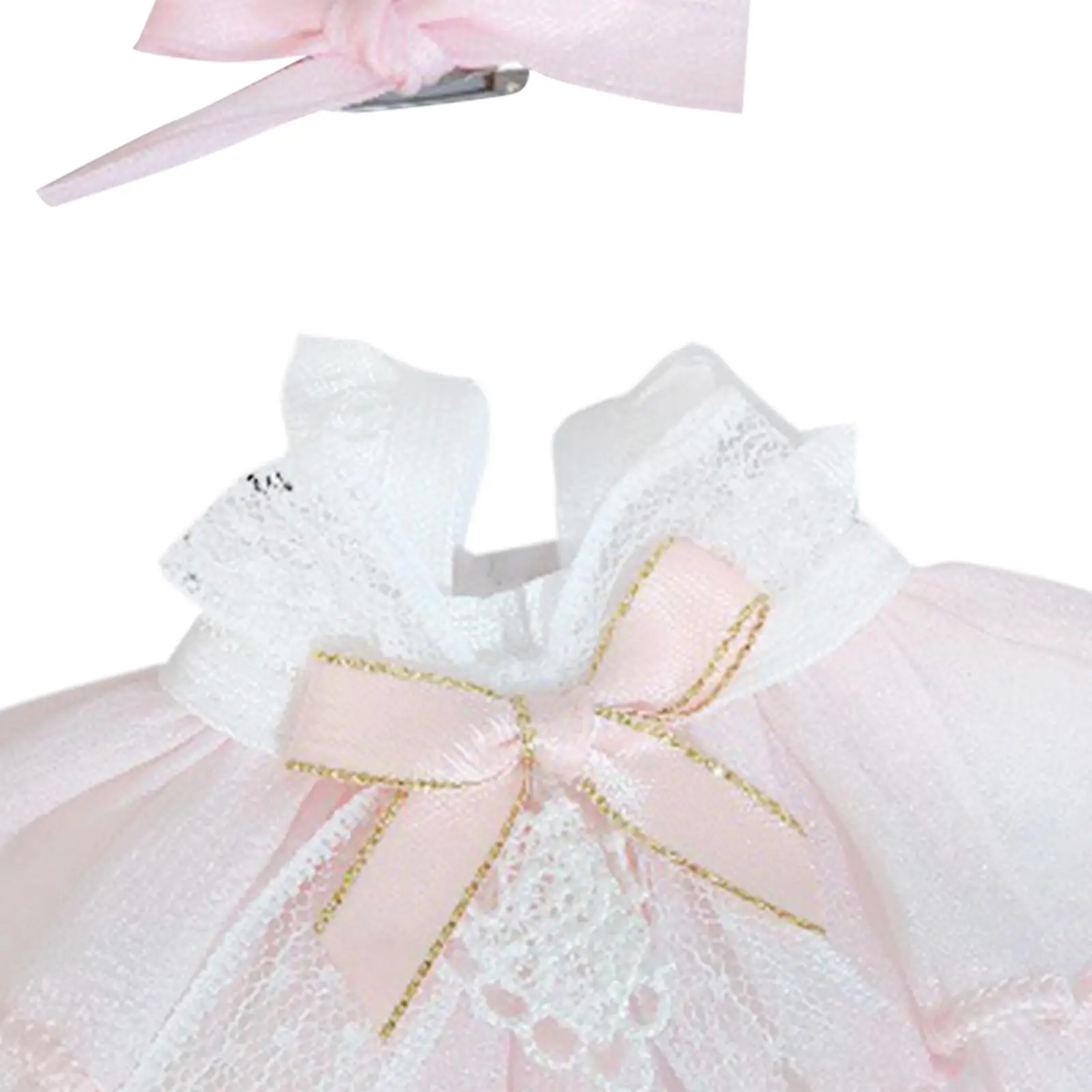 2Pcs Dolls Princess Dress with Bow Hairpin Accs Costume Casual Outfits for 15cm Dolls Girls Dolls Dress up Thanksgiving Gifts