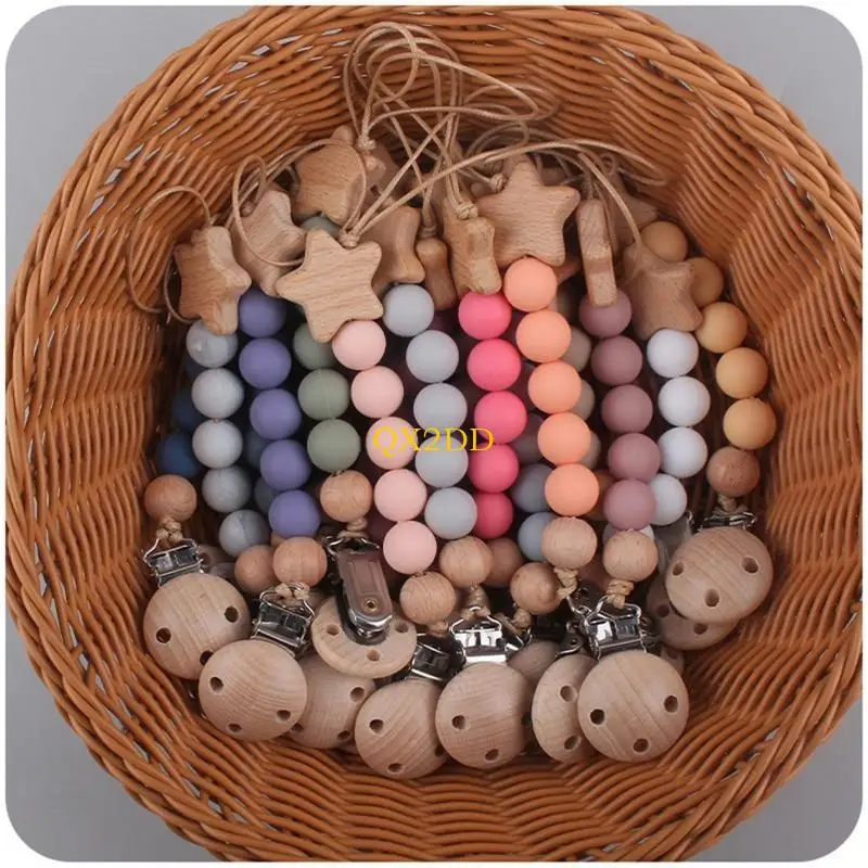 Pacificador QX2D Clips Baby Girl Puppifier Portes Clip silicona con cuentas dentición chaquetas Soporte - imagen 5