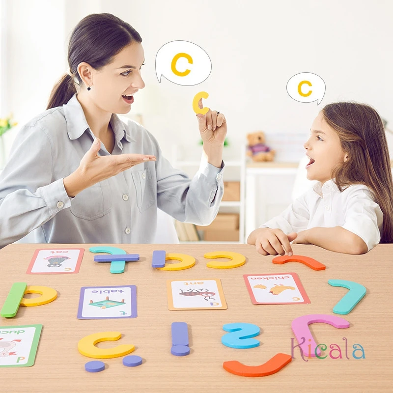Rompecabezas de madera con dibujos de animales, juguetes de aprendizaje para ver hechizos, alfabeto inglés, palabras de vista y juegos de letras a juego, regalo para niños - imagen 2
