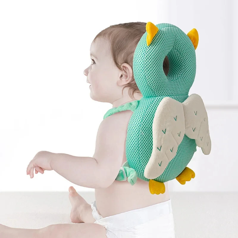 Protector de cabeza bebé algodón transpirable con divertidos dibujos