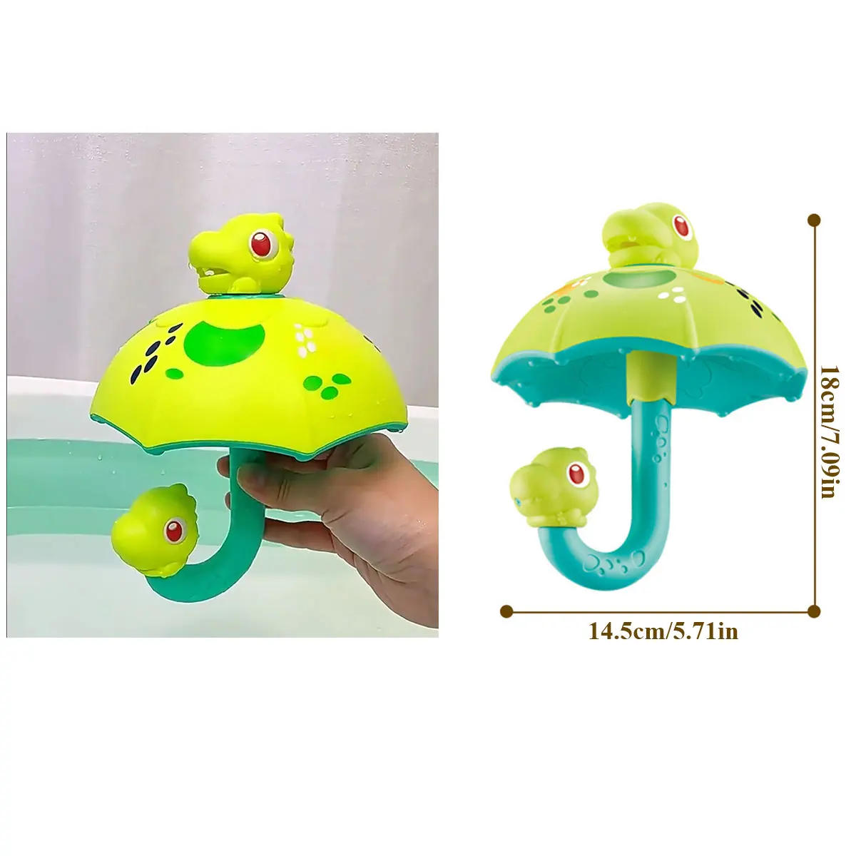 Paraguas de seta de dinosaurio, juguete de baño para bebé, bonito paraguas de pulverización de agua para natación, juguete de ducha al aire libre para niños, juego - imagen 5