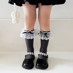 Calcetines algodón niña con lazo y volantes encaje – Primavera verano