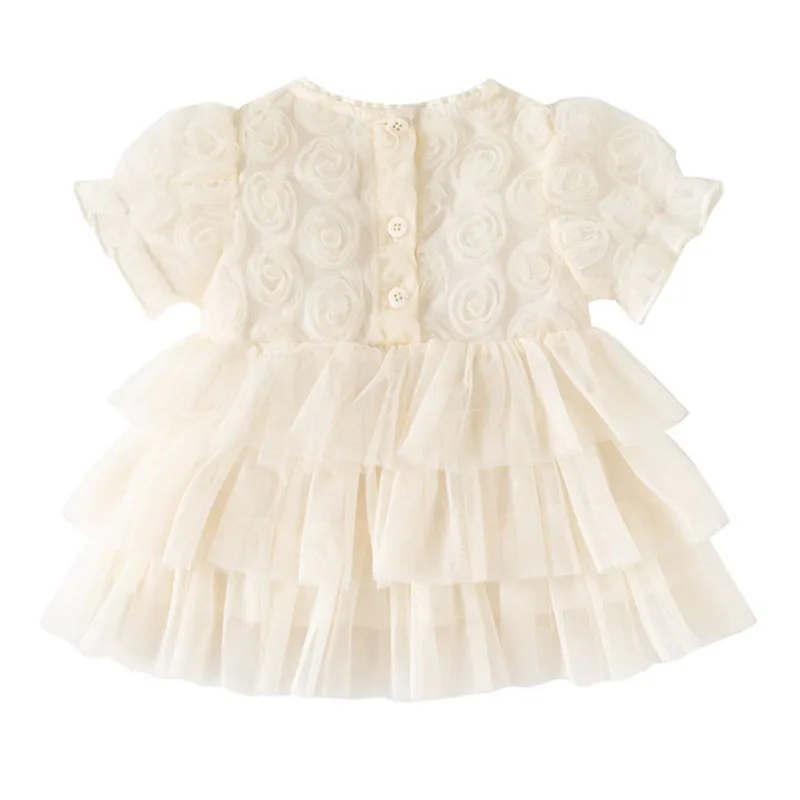 Vestido de verano manga corta para niña recién nacida con lazo - imagen 4