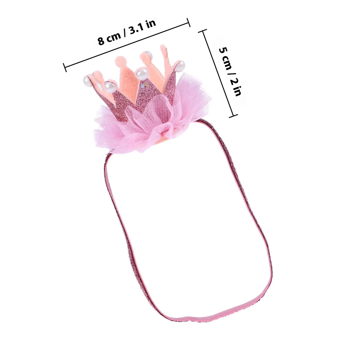 Diadema de corona para niñas, diadema elástica suave con purpurina rosa para la cabeza, accesorio para fotografía de niños pequeños, diadema para niñas - imagen 3