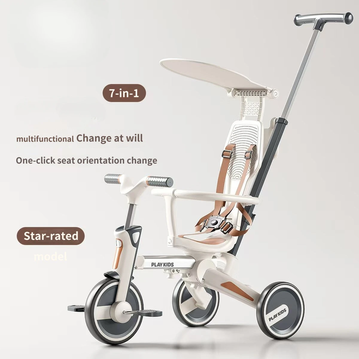 Bicicleta de equilibrio 4 en 1, mini triciclo plegable, triciclo cómodo para bebé con carrito para niños con Pedal
