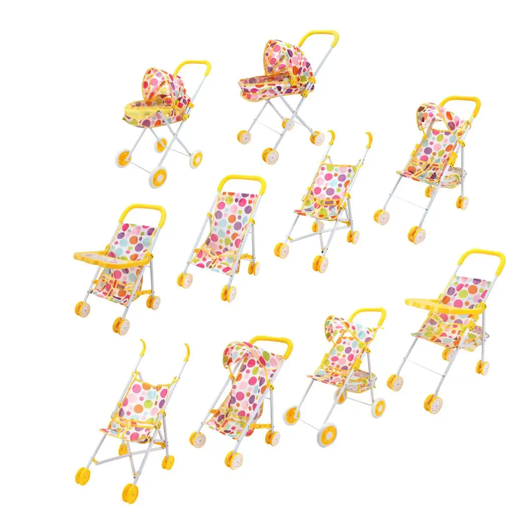 Cochecito plegable para bebé Reborn, decoración de juguete de muebles de dormitorio de guardería para niños - imagen 4