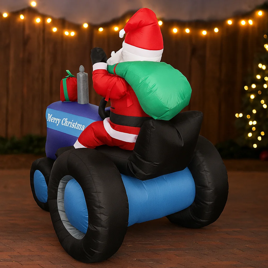 Tractor de Papá Noel inflable de 5,41 pies, juguete, adornos navideños para suministros de patio, adornos de decoración del hogar, regalos festivos para vacaciones - imagen 4