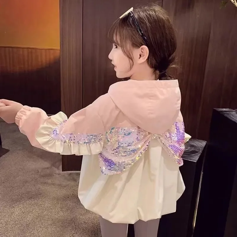 Chaqueta con capucha y lazo de lentejuelas para niñas - imagen 4