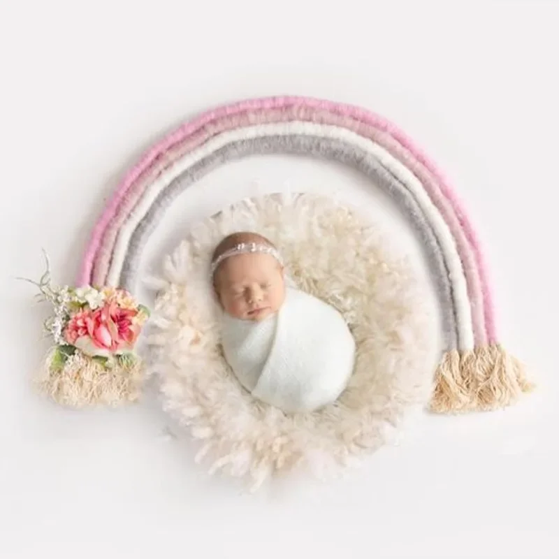 Decoración de macramé con arcoíris para sesión de bebé - imagen 5