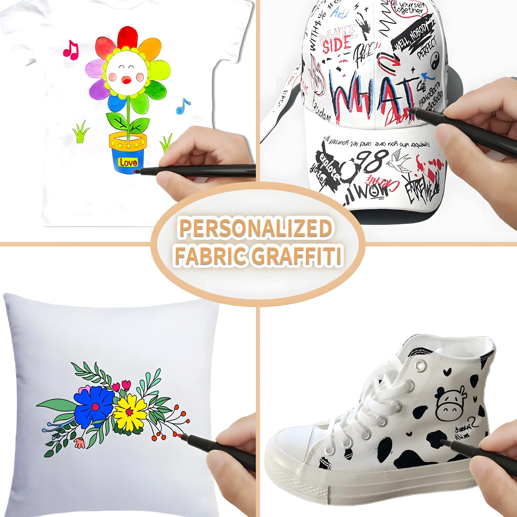 Rotuladores de tela permanentes para ropa, 24 colores, impermeables y lavables a máquina, sin bolígrafo de purga para camiseta, zapatos de lona, bolsos, funda de almohada - imagen 3