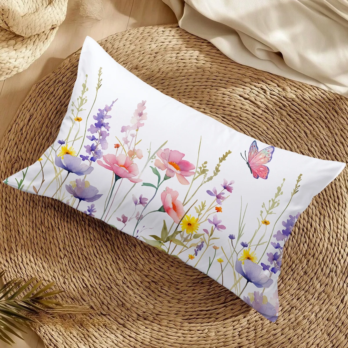 50*30 cm gran oferta flores silvestres mariposa plantas cama funda de almohada viaje dormitorio funda de almohada rectángulo pequeñas fundas de almohada - imagen 2