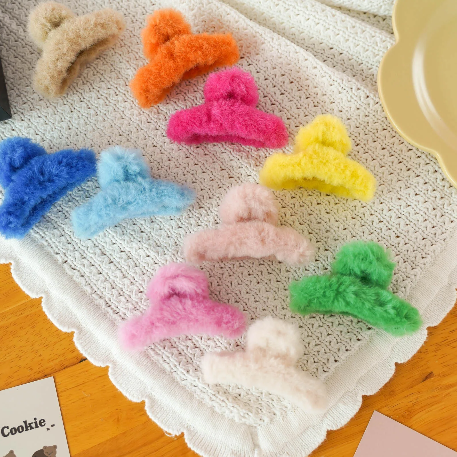 Pinzas para el pelo de princesa Kawaii, tocado coreano de Color caramelo, horquilla de felpa, diadema con garra para niños y niñas, accesorios para niños - imagen 2